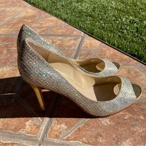 Enzo Angiolini Sparkling Silver and Gold Heels